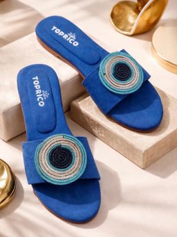 Toprico - Evil Eye Aura Blue Open Toe Flats