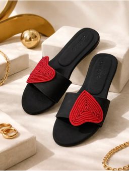 Toprico - Aura Hearts Black Open Toe Flats