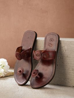 Fabindia - Brown Leather Open Toe Flats