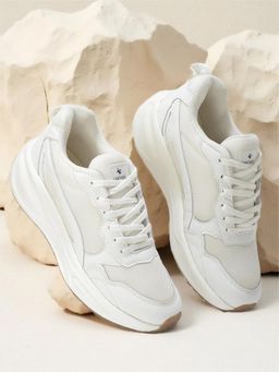 Cantabil - White Lightweight Solid Sneakers