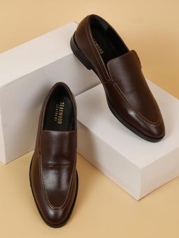 Teakwood - Brown Solid Leather Slip-On Formal Loafers