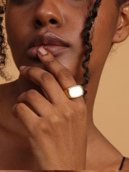 Palmonas - 18k Gold Plated Glossy Enamel Ring for Women (One Size)