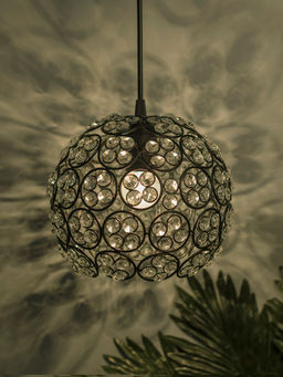Homesake - Black Quad Crystal Hanging Globe Light