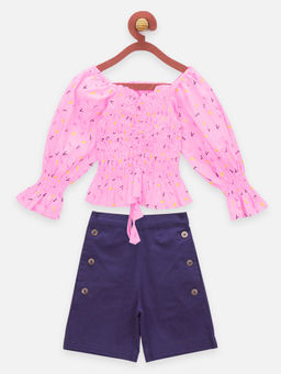 Lilpicks - Smocking Top With Shorts Set