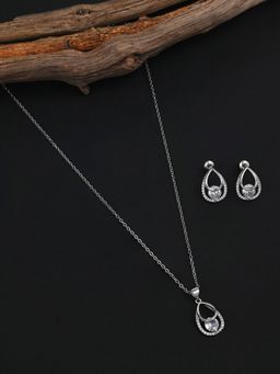 E2O - Silver Necklace with Earrings for Women