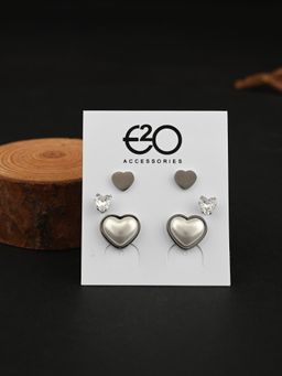 E2O - Gold Earrings Studs for Women (Set of 3)