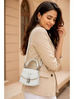 Calfnero - Genuine Leather White Mini Sling Bag With Detachable Strap for Women