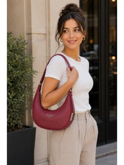 Calfnero - Genuine Leather Burgundy Shoulder Bag for Women