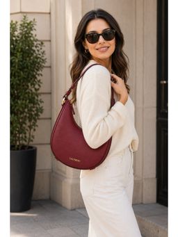 Calfnero - Genuine Leather Burgundy Shoulder Bag for Women