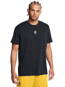 Under Armour - Black Men Curry Logo Heavyweight Short Sleeve T-shirt