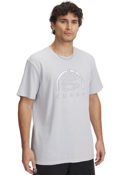 Under Armour - Grey Men Curry Heavyweight Verbiage Short Sleeve T-shirt