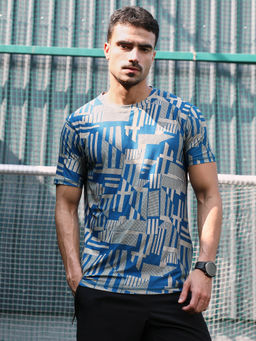 Campus Sutra - Men Blue Polyester Activewear T-Shirt