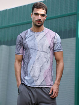 Campus Sutra - Men Grey Polyester Activewear T-Shirt