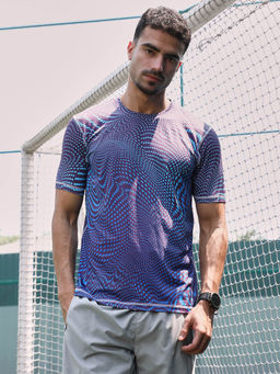 Campus Sutra - Men Blue Polyester Activewear T-Shirt