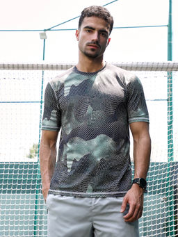 Campus Sutra - Men Grey Polyester Activewear T-Shirt