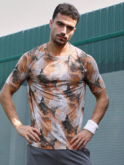 Campus Sutra - Men Multi-Color Polyester Activewear T-Shirt