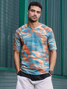 Campus Sutra - Men Multi-Color Polyester Activewear T-Shirt