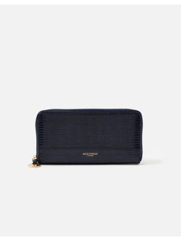 Accessorize London - Large Zip Around Reptile Navy Blue Solid Wallet