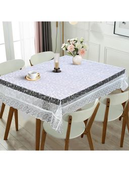 VIVALUXORA - Viva Bubble Designed Table Cover with Embraided Silver Floral Lace
