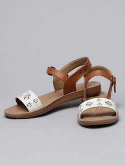Biba - Laser Cut Beige Sandals