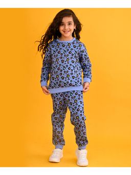 ANTHRILO - Leopard Purple Girls Fleece Sweatshirt Jogger (Set of 2)