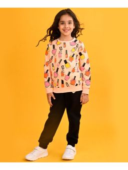 ANTHRILO - Nail Paint Girls Sweatshirt Black Heart Fleece Jogger (Set of 2)