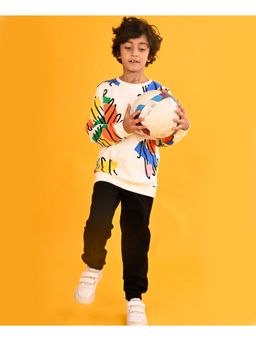 ANTHRILO - Shapes Print Boys Sweatshirt Black Fleece Jogger (Set of 2)