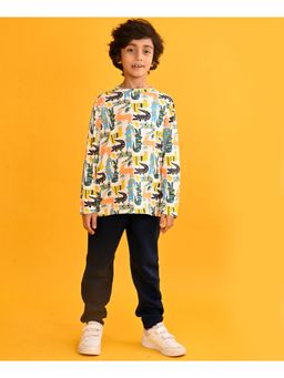 ANTHRILO - Crocodile Long Sleeve T-Shirt Navy Fleece Jogger (Set of 2)