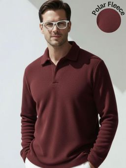 RIGO - Men Solid Maroon Regular Fit Sweatshirt