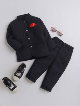 Hopscotch - Boys Black Solid Coat and Pant Formal Set