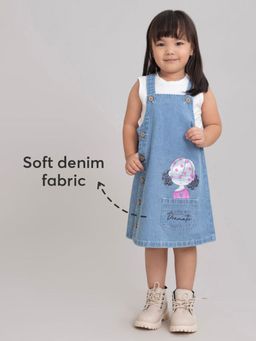 Hopscotch - Button-up Denim Dungaree Dress