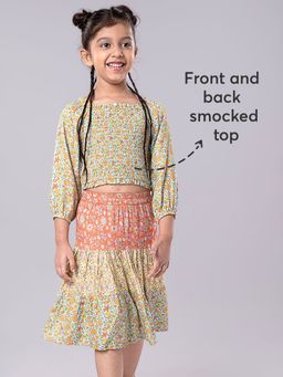 Hopscotch - 2-Piece Smocked Blouse and Skirt