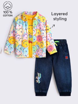 Hopscotch - 3-Piece Print T-shirt, Jacket and Jeans
