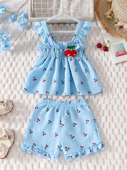 Hopscotch - 2-Piece Cherry Print Blouse and Shorts