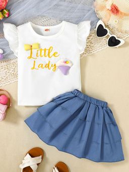 Hopscotch - 2-Piece Text Print T-shirt and Skirt