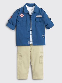 Hopscotch - 3-Piece Striped T-shirt, Shirt and Pants