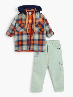 Hopscotch - 3-Piece Plaid Print Shirt, T-shirt and Pants