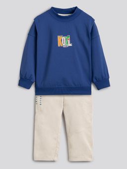 Hopscotch - 2-Piece Chenille Embroidery Sweatshirt and Pants