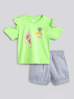 Hopscotch - 2-Piece Graphic Print Blouse and Shorts