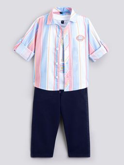 Hopscotch - Pink 3-Piece Striped Shirt, T-shirt and Jeans