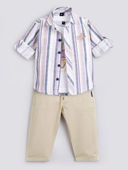 Hopscotch - Lavender 3-Piece Striped Shirt, T-shirt and Jeans