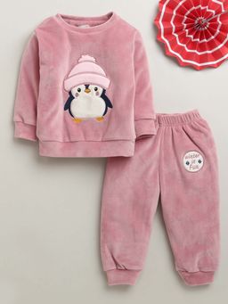 Bumzee - Onion Pink Boys Velvet Winter Top and Pyjama