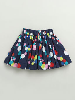 ZIP ZAP ZOOP - Navy Blue Polka Dot Print Cotton Skirt