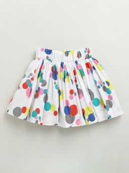 ZIP ZAP ZOOP - White Polka Dot Print Cotton Skirt