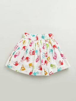 ZIP ZAP ZOOP - White Holi Multi Color Hand Print Cotton Skirt