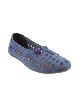 Mochi - Womens Navy-Blue Flat BallerinasMochi Navy Blue Leather Solid/plain Women Ballerinas