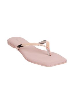 Mochi - Womens Rose Gold Flat ChappalsMochi Rose Gold Synthetic Solid/plain Women Flats