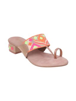 Metro - Womens Rose Gold Medium HeelsMetro Rose Gold Synthetic Embroidered Women Kolhapuris