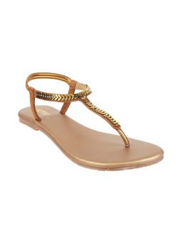 Metro - Womens Antique Gold Flat SandalsMetro Antique Gold Synthetic Embellished/sequined Women Flats