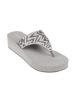 Metro - Womens Grey Platform HeelsMetro Grey Synthetic Printed Women Wedges